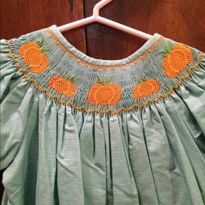 NWT Sweet South Blue-Green Smocked Pumpkin dress!